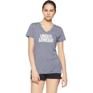 NEW Under Armour Women's Threadborne Wordmark V-Neck Shirt SMALL